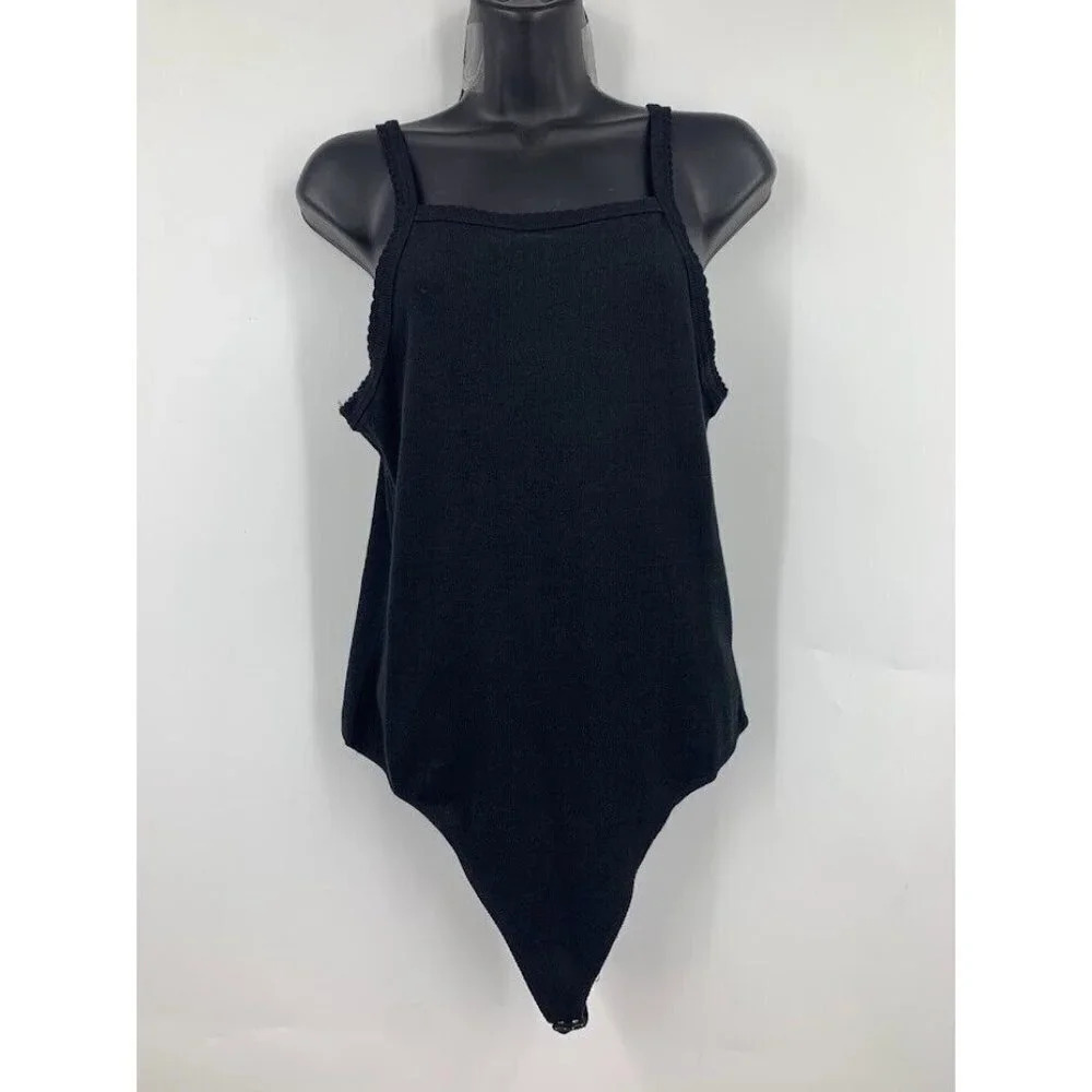 BP Women's Picot Trim Rib Snap Thong Bodysuit BP448237MI‎ Size XS NWT